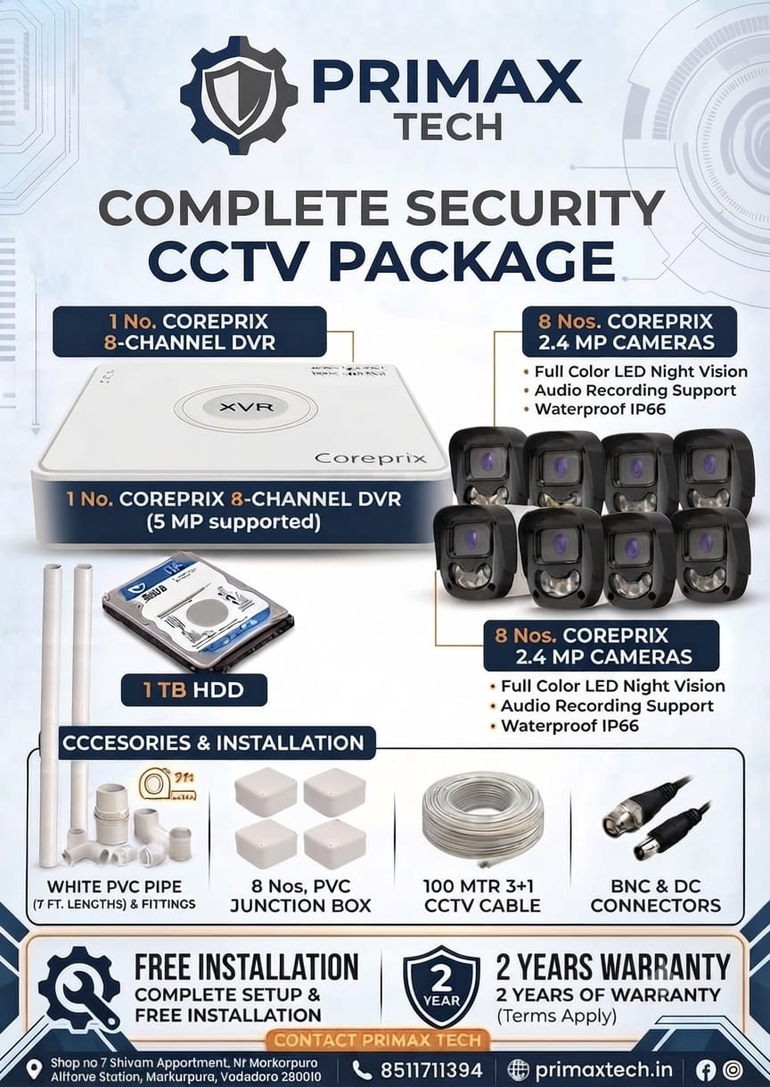 Primax Tech 8 camera CCTV package